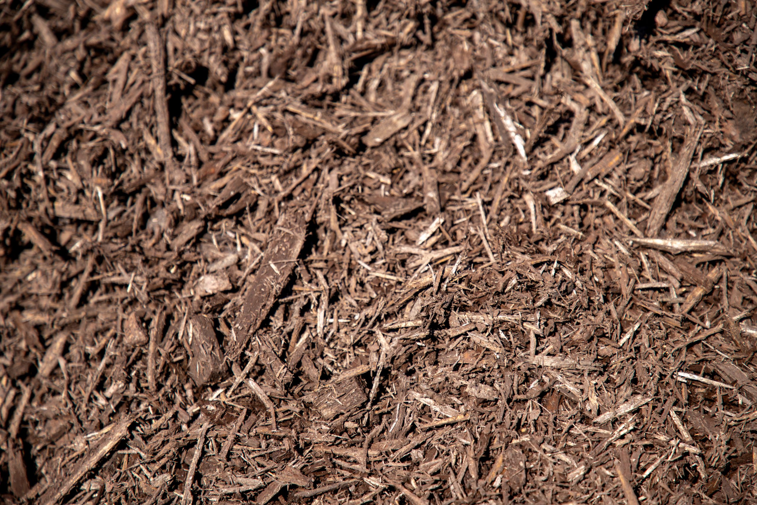 Dyed Brown Mulch CLOSE UP Brown Dyed Mulch